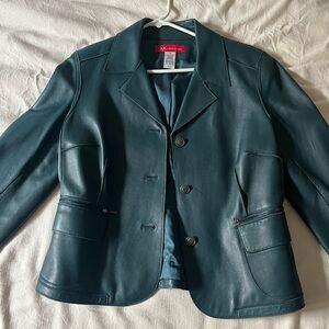 Anne Klein Teal Leather Jacket
